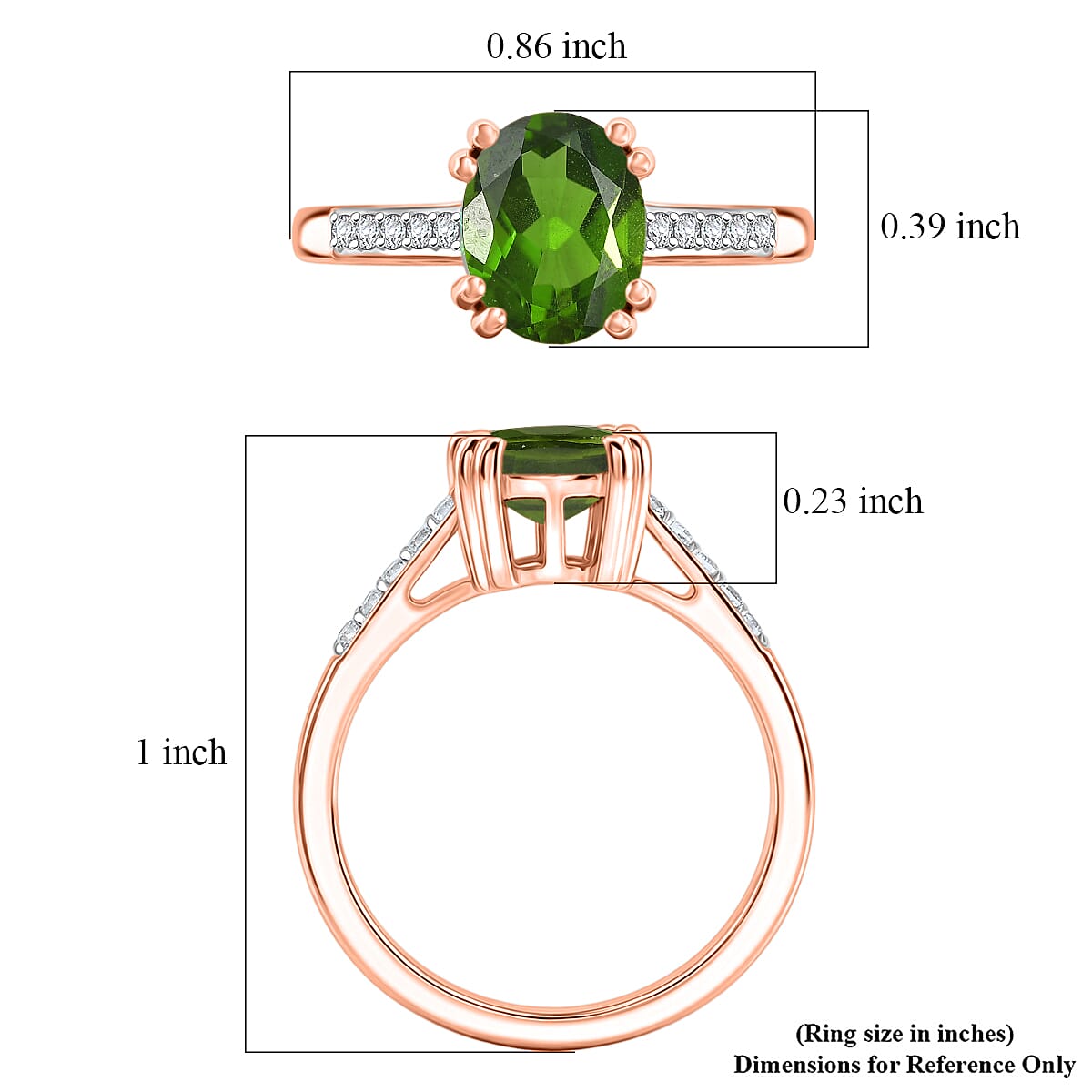 D'Joy Chrome Diopside and White Zircon 2.25 ctw Ring in 18K Vermeil Rose Gold Over Sterling Silver (Size 8.0) image number 5