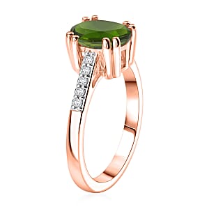 D'Joy Chrome Diopside and White Zircon 2.25 ctw Ring in 18K Vermeil Rose Gold Over Sterling Silver (Size 9.0)