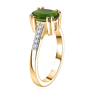 D'Joy Chrome Diopside and White Zircon 2.25 ctw Ring in 18K Vermeil Yellow Gold Over Sterling Silver (Size 4.0)
