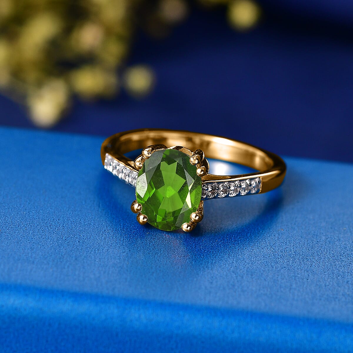 D'Joy Chrome Diopside and White Zircon 2.25 ctw Ring in 18K Vermeil Yellow Gold Over Sterling Silver (Size 8.0) image number 1