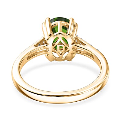 D'Joy Chrome Diopside and White Zircon 2.25 ctw Ring in 18K Vermeil Yellow Gold Over Sterling Silver (Size 8.5)