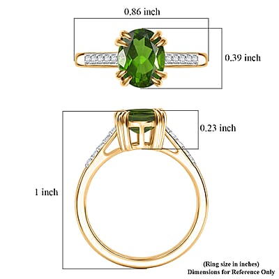 D'Joy Chrome Diopside and White Zircon 2.25 ctw Ring in 18K Vermeil Yellow Gold Over Sterling Silver (Size 8.5)