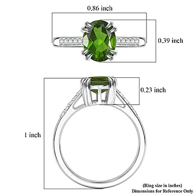 D'Joy Chrome Diopside and White Zircon 2.25 ctw Ring in Rhodium Over Sterling Silver (Size 10.0)