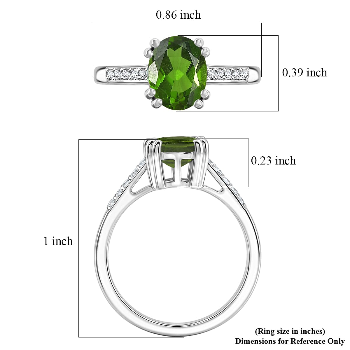 D'Joy Chrome Diopside and White Zircon 2.25 ctw Ring in Rhodium Over Sterling Silver (Size 11.0) image number 5