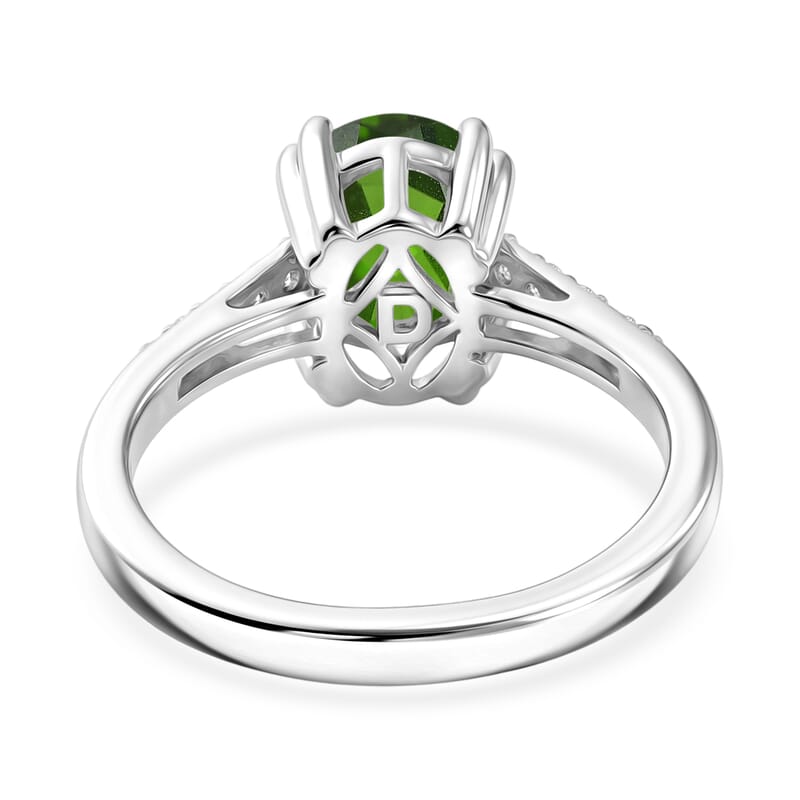 D'Joy Chrome Diopside and White Zircon 2.25 ctw Ring in Rhodium Over Sterling Silver (Size 5.5)