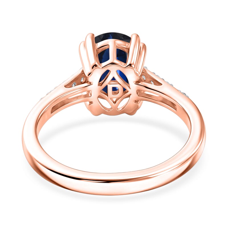 D'Joy Premium Kashmir Blue Kyanite and White Zircon 2.50 ctw Ring in 18K Vermeil Rose Gold Over Sterling Silver (Size 10.5)
