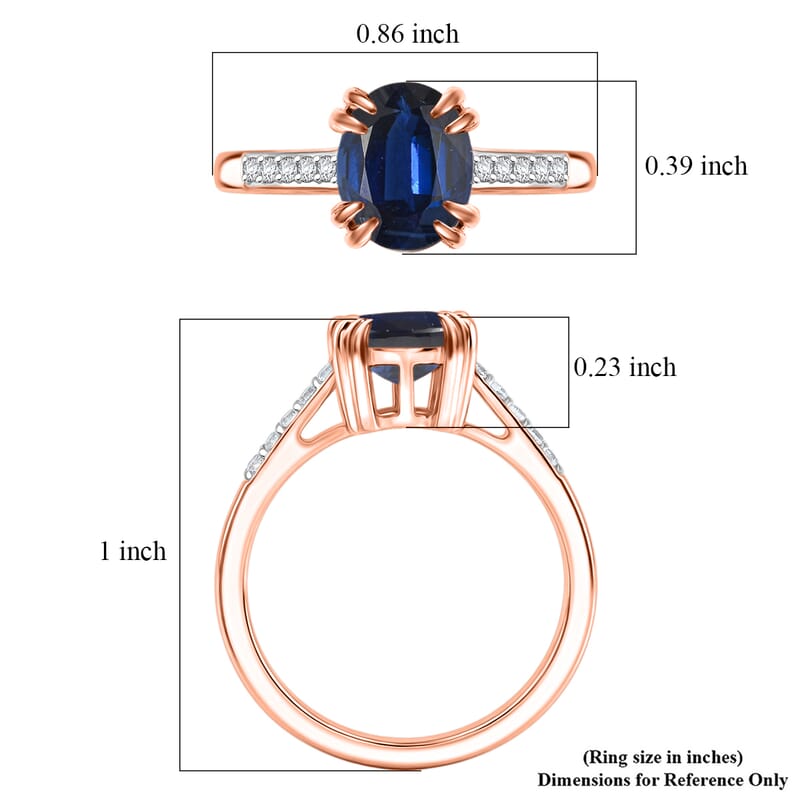 D'Joy Premium Kashmir Blue Kyanite and White Zircon 2.50 ctw Ring in 18K Vermeil Rose Gold Over Sterling Silver (Size 10.5)