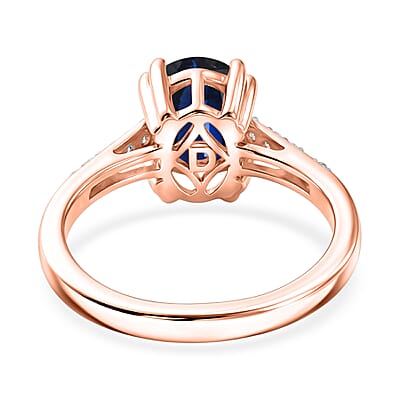 D'Joy Premium Kashmir Blue Kyanite and White Zircon 2.50 ctw Ring in 18K Vermeil Rose Gold Over Sterling Silver (Size 4.5)