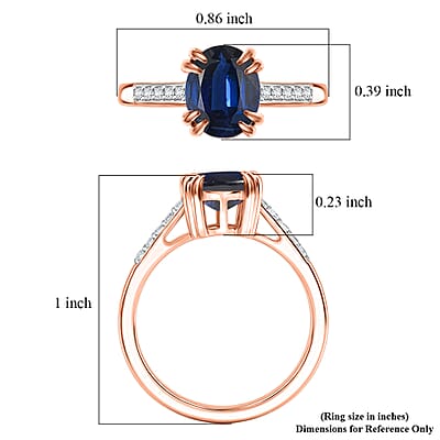 D'Joy Premium Kashmir Blue Kyanite and White Zircon 2.50 ctw Ring in 18K Vermeil Rose Gold Over Sterling Silver (Size 4.5)