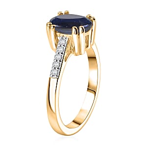 D'Joy Premium Kashmir Blue Kyanite and White Zircon 2.50 ctw Ring in 18K Vermeil Yellow Gold Over Sterling Silver (Size 10.0)