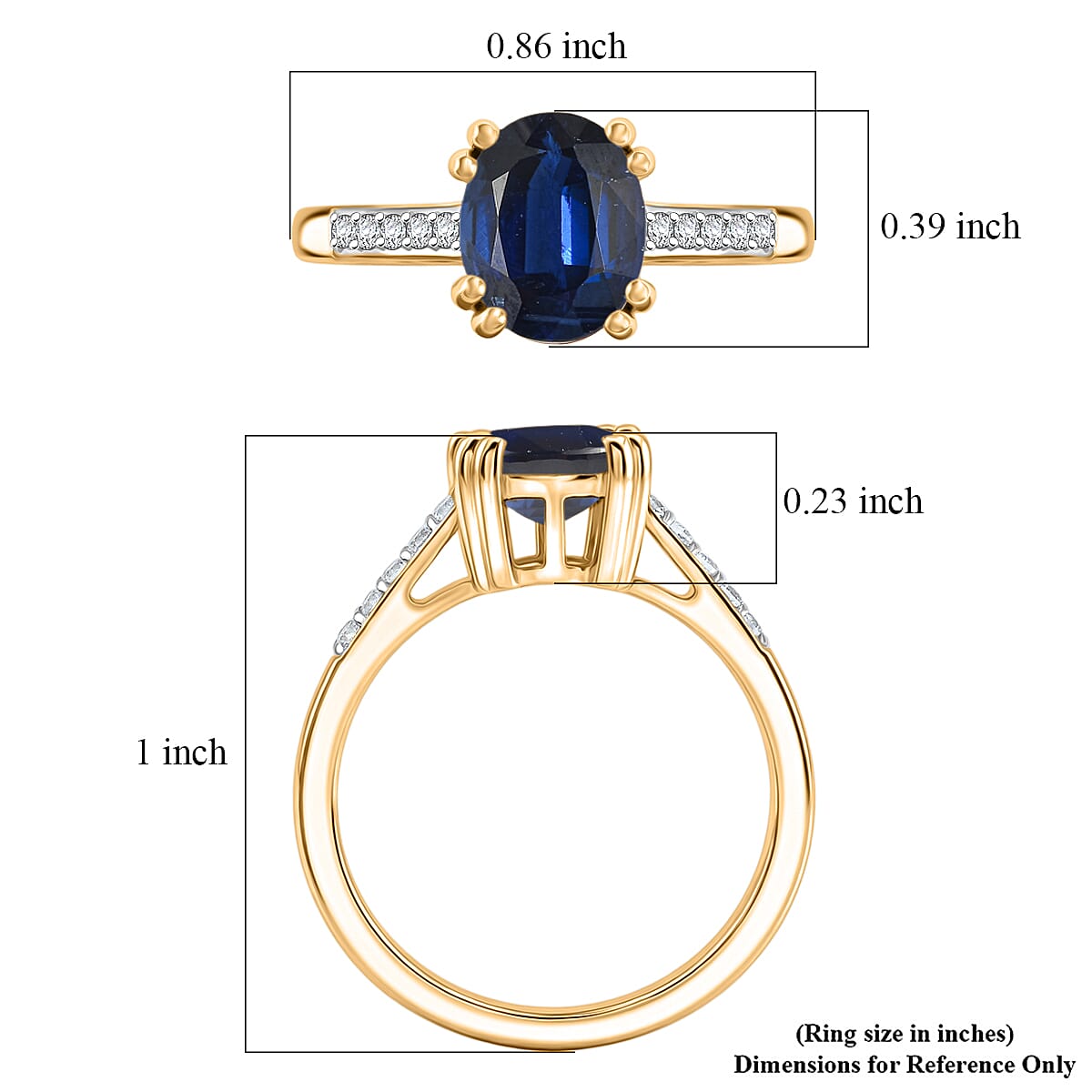 D'Joy Premium Kashmir Blue Kyanite and White Zircon 2.50 ctw Ring in 18K Vermeil Yellow Gold Over Sterling Silver (Size 10.5) image number 5