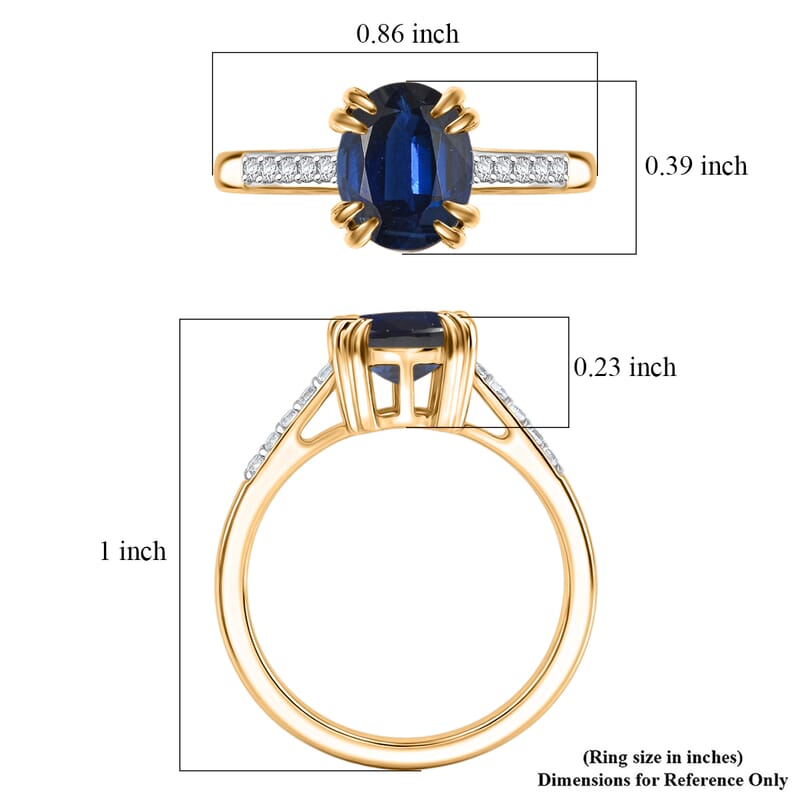 D'Joy Premium Kashmir Blue Kyanite and White Zircon 2.50 ctw Ring in 18K Vermeil Yellow Gold Over Sterling Silver (Size 4.0)