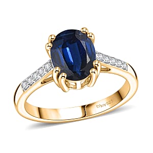 D'Joy Premium Kashmir Blue Kyanite and White Zircon 2.50 ctw Ring in 18K Vermeil Yellow Gold Over Sterling Silver (Size 7.0)