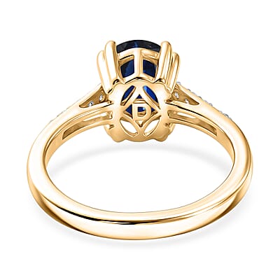 D'Joy Premium Kashmir Blue Kyanite and White Zircon 2.50 ctw Ring in 18K Vermeil Yellow Gold Over Sterling Silver (Size 9.0)