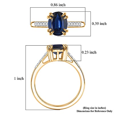 D'Joy Premium Kashmir Blue Kyanite and White Zircon 2.50 ctw Ring in 18K Vermeil Yellow Gold Over Sterling Silver (Size 9.0)