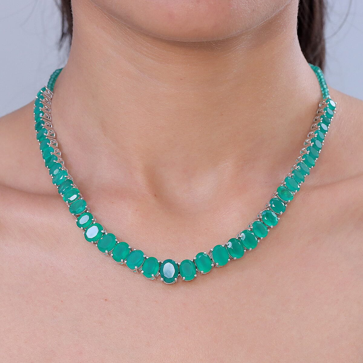 EverTrue Verde Onyx 69.51 ctw Necklace in Platinum Bond 18 Inches   image number 1