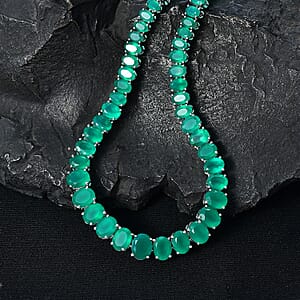 EverTrue Verde Onyx 69.51 ctw Necklace in Platinum Bond 18 Inches  