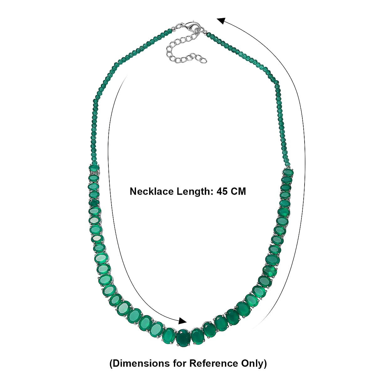 EverTrue Verde Onyx 69.51 ctw Necklace in Platinum Bond 18 Inches   image number 4