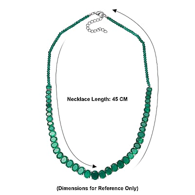 EverTrue Verde Onyx 58.80 ctw Graduated Radiance Tennis Necklace in Platinum Bond 18-20 Inches