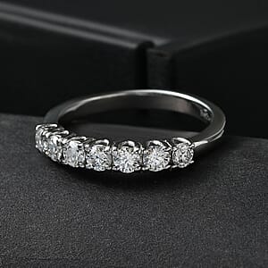 EverTrue Moissanite 0.70 ctw Starlit Line Ring in Stainless Steel (Size 5.0)