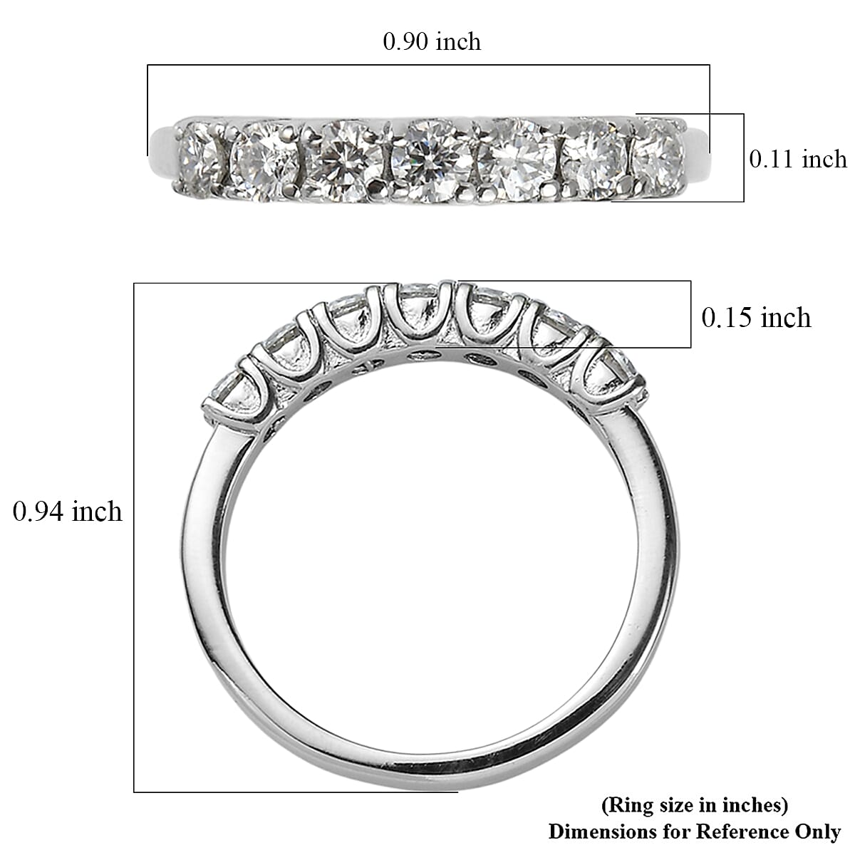 EverTrue Moissanite 0.70 ctw Starlit Line Ring in Stainless Steel (Size 7.0) image number 5