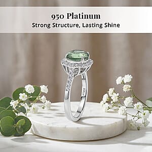 Certified & Appraised Rhapsody AAAA Arquiana Mint Tourmaline and Diamond E-F VS 3.72 ctw Ring in 950 Platinum 5.15 Grams