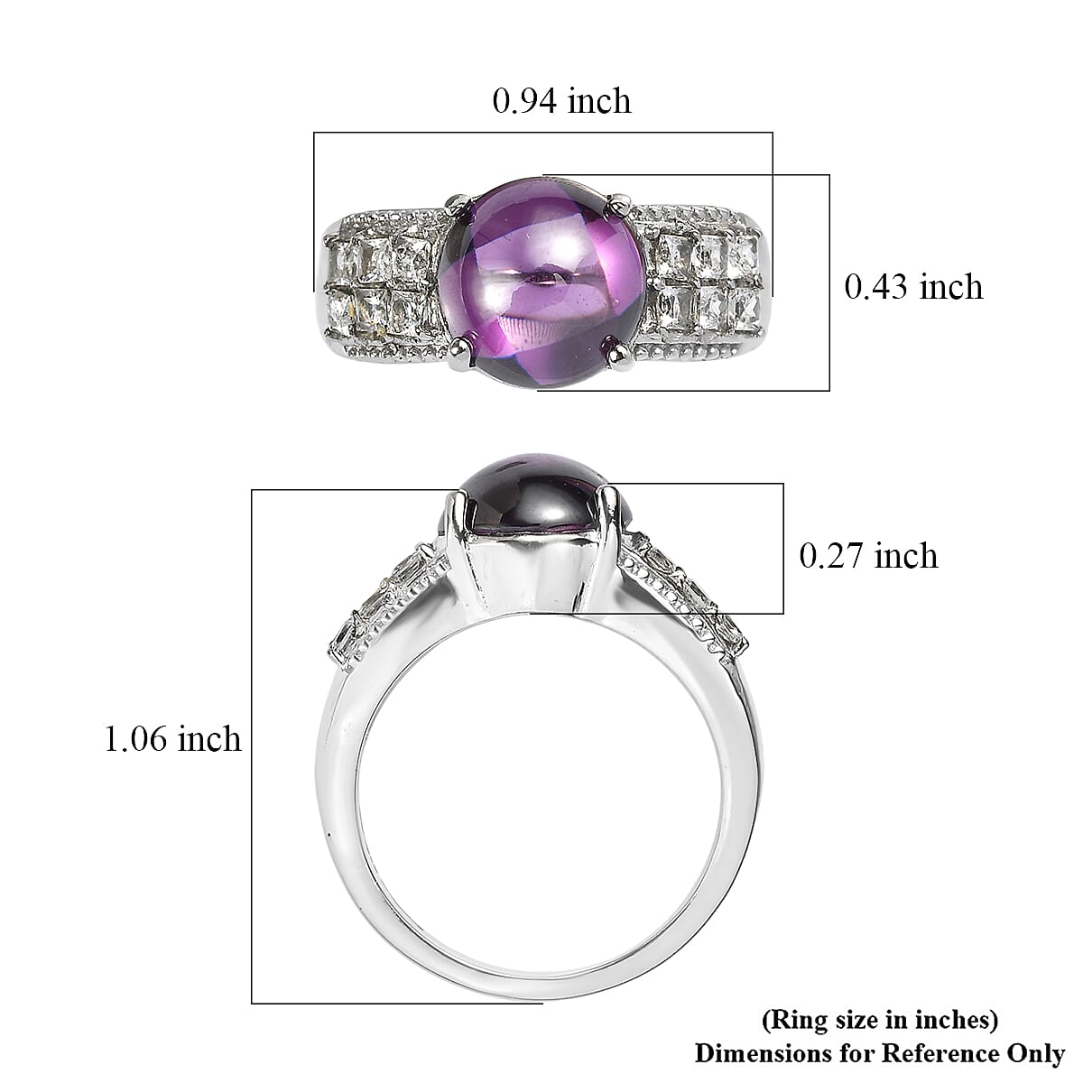 EverTrue Simulated Amethyst Color and White Diamond Ring in Stainless Steel (Size  5.0) image number 5