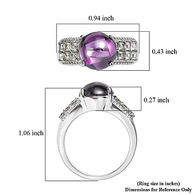 EverTrue Simulated Amethyst Color and White Diamond Ring in Stainless Steel (Size  5.0)