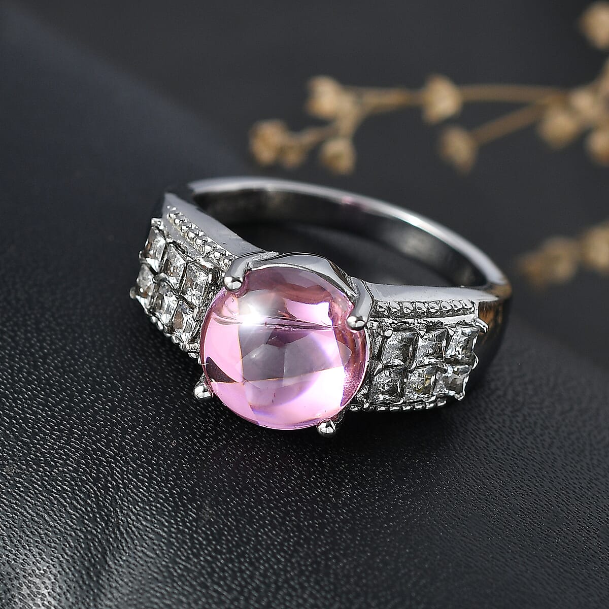 EverTrue Simulated Pink and White Diamond Ring in Stainless Steel (Size  11.0) image number 1