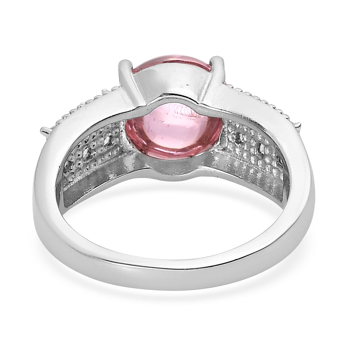 EverTrue Simulated Pink and White Diamond Ring in Stainless Steel (Size  5.0) image number 4