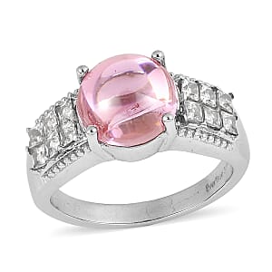 EverTrue Simulated Pink and White Diamond Ring in Stainless Steel (Size  6.0)
