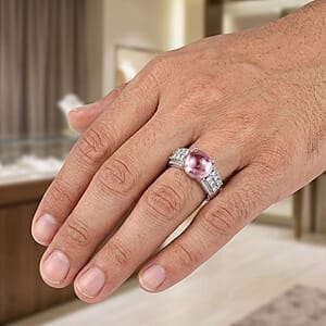 EverTrue Simulated Pink and White Diamond Ring in Stainless Steel (Size  7.0)