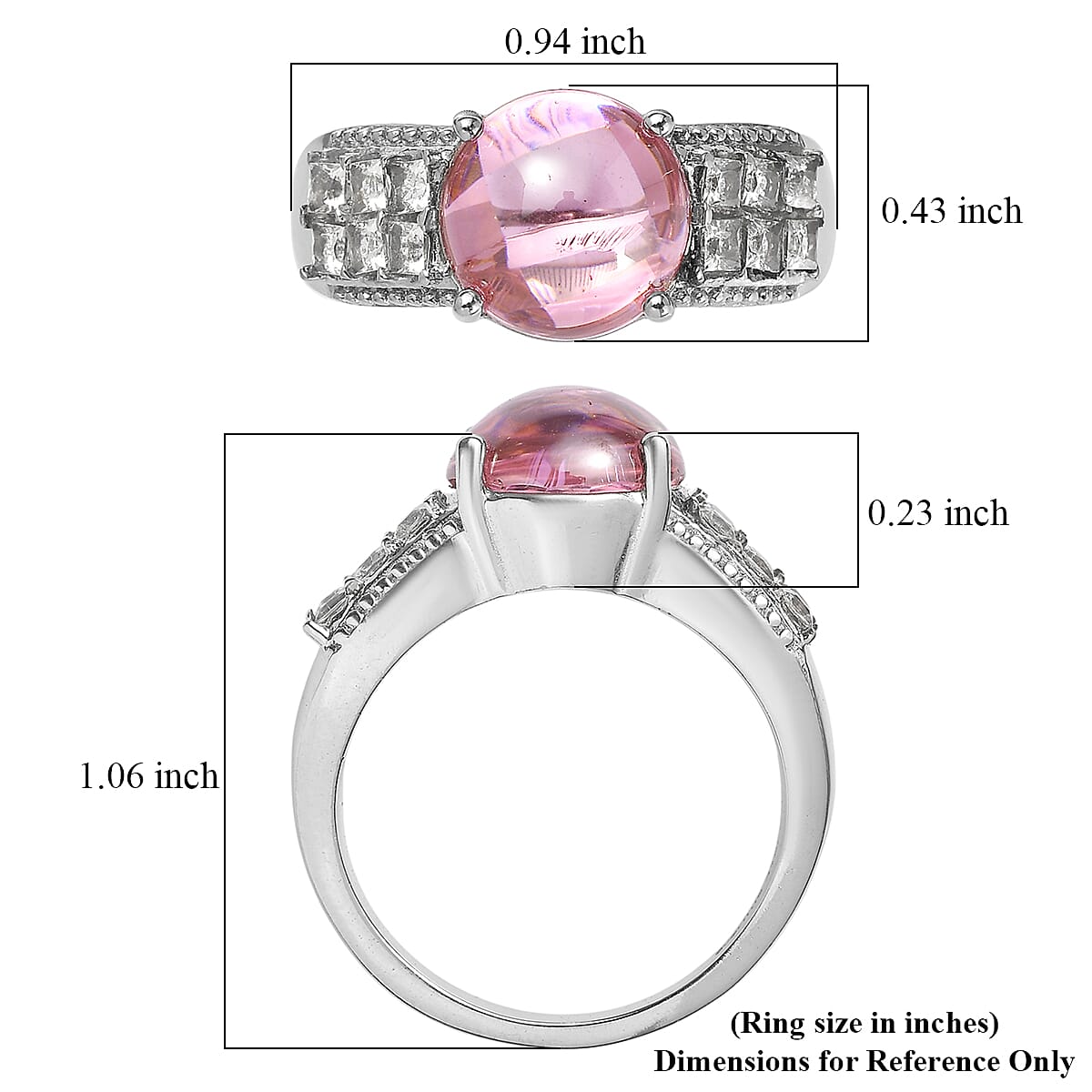 EverTrue Simulated Pink and White Diamond Ring in Stainless Steel (Size  9.0) image number 5