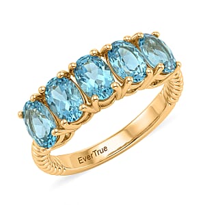 EverTrue Paraiba Apatite 2.30 ctw 5 Stone Ring in 18K YG Plated (Size 10.0)