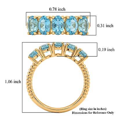 EverTrue Paraiba Apatite 2.30 ctw Ocean Breeze Elegance Ring in 18K YG Plated (Size 6.0)