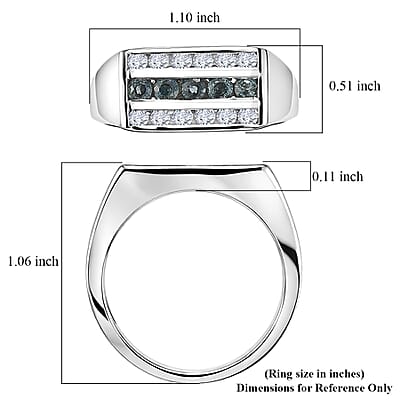 D'Joy Montana Sapphire and Moissanite 1.40 ctw Men's Ring in Rhodium Over Sterling Silver (Size 10.0)