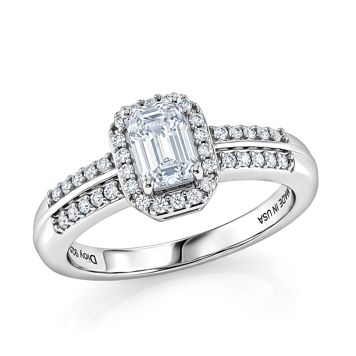 D'Joy Brazilian Petalite and Moissanite 0.75 ctw Ring in Rhodium Over Sterling Silver (Size  6.0)