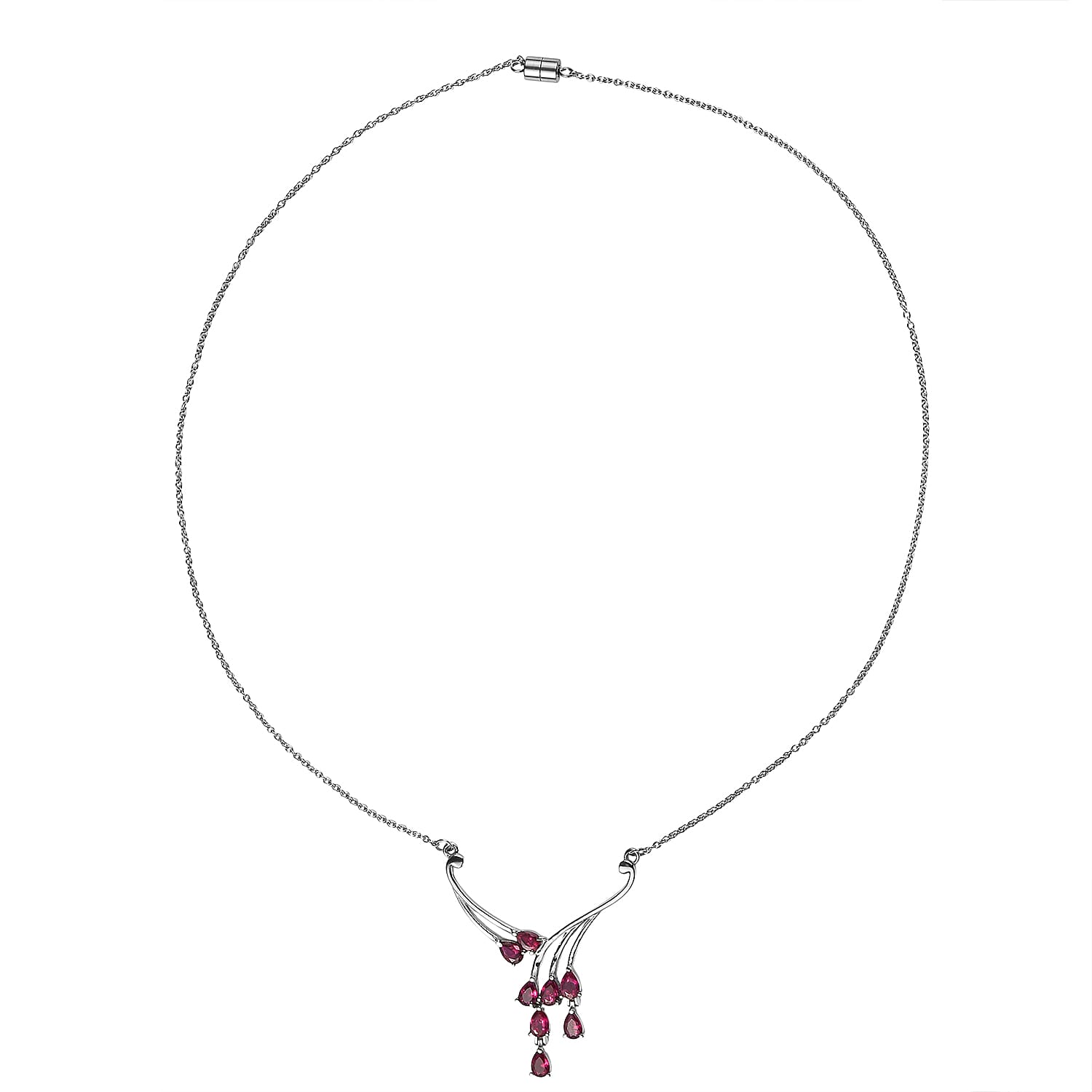 EverTrue Synthetic Ruby 3.50 ctw Necklace in Stainless Steel 20 Inches