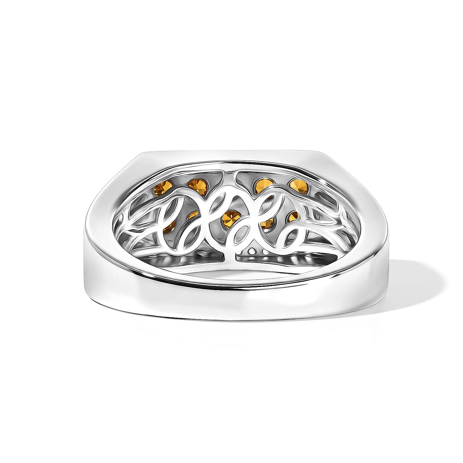 EverTrue Jalisco Fire Opal and White Zircon 0.85 ctw Men's Ring in Platinum Bond (Size 9.0)