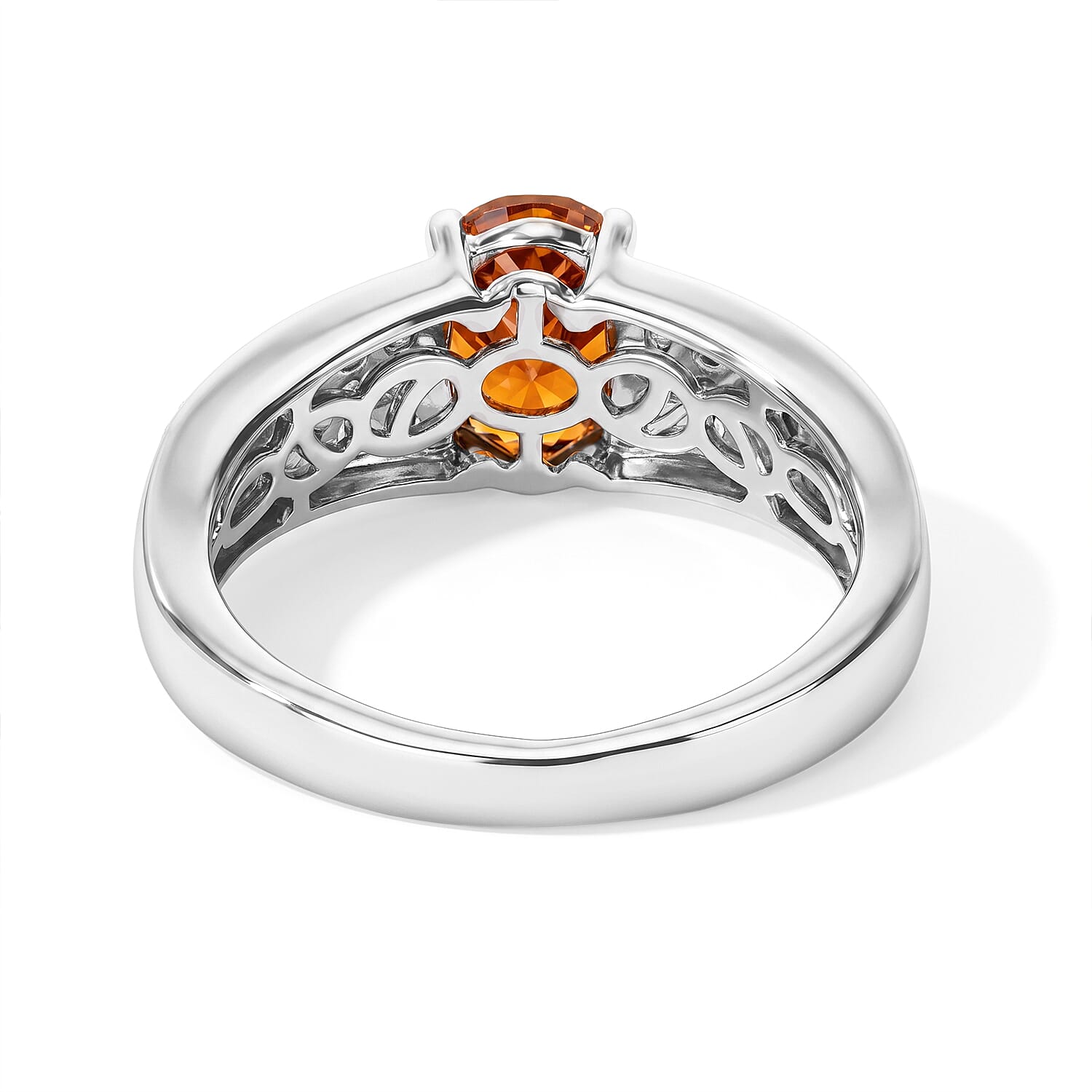 EverTrue Cherry Citrine and White Zircon 1.70 ctw Ring in Platinum Bond (Size 10.0)