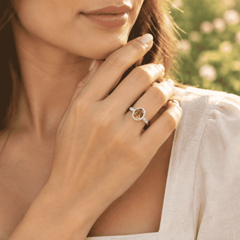 EverTrue Autumn Alexite and White Zircon 2.20 ctw Ring in Platinum Bond (Size 10.0)