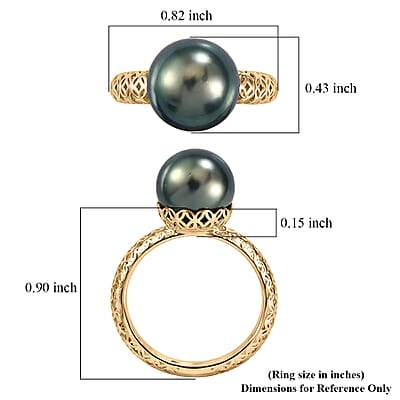 Mirage Collection Premium Tahitian Pearl Solitaire Ring in 10K Yellow Gold (Size  6.0)