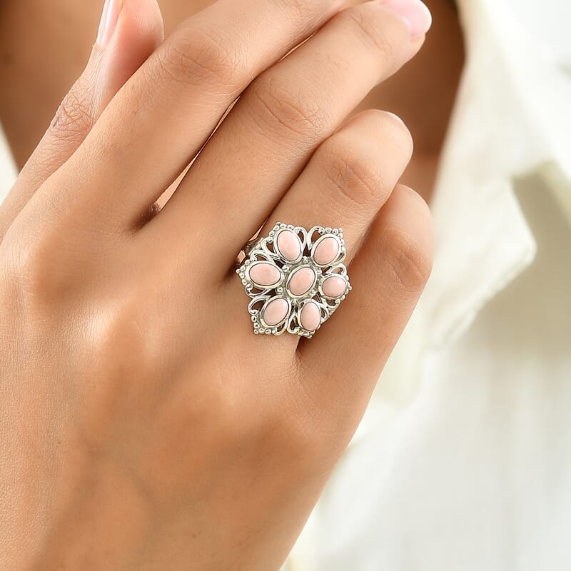 EverTrue Peach Opal 2.65 ctw Ring in Platinum Bond (Size 5.0)