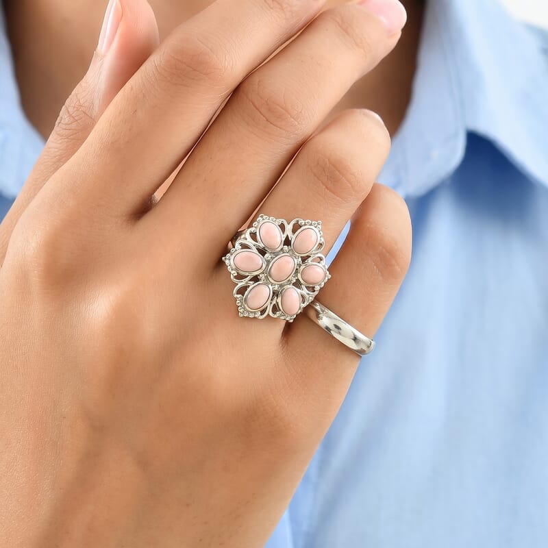 EverTrue Peach Opal 2.65 ctw Ring in Platinum Bond (Size 5.0)