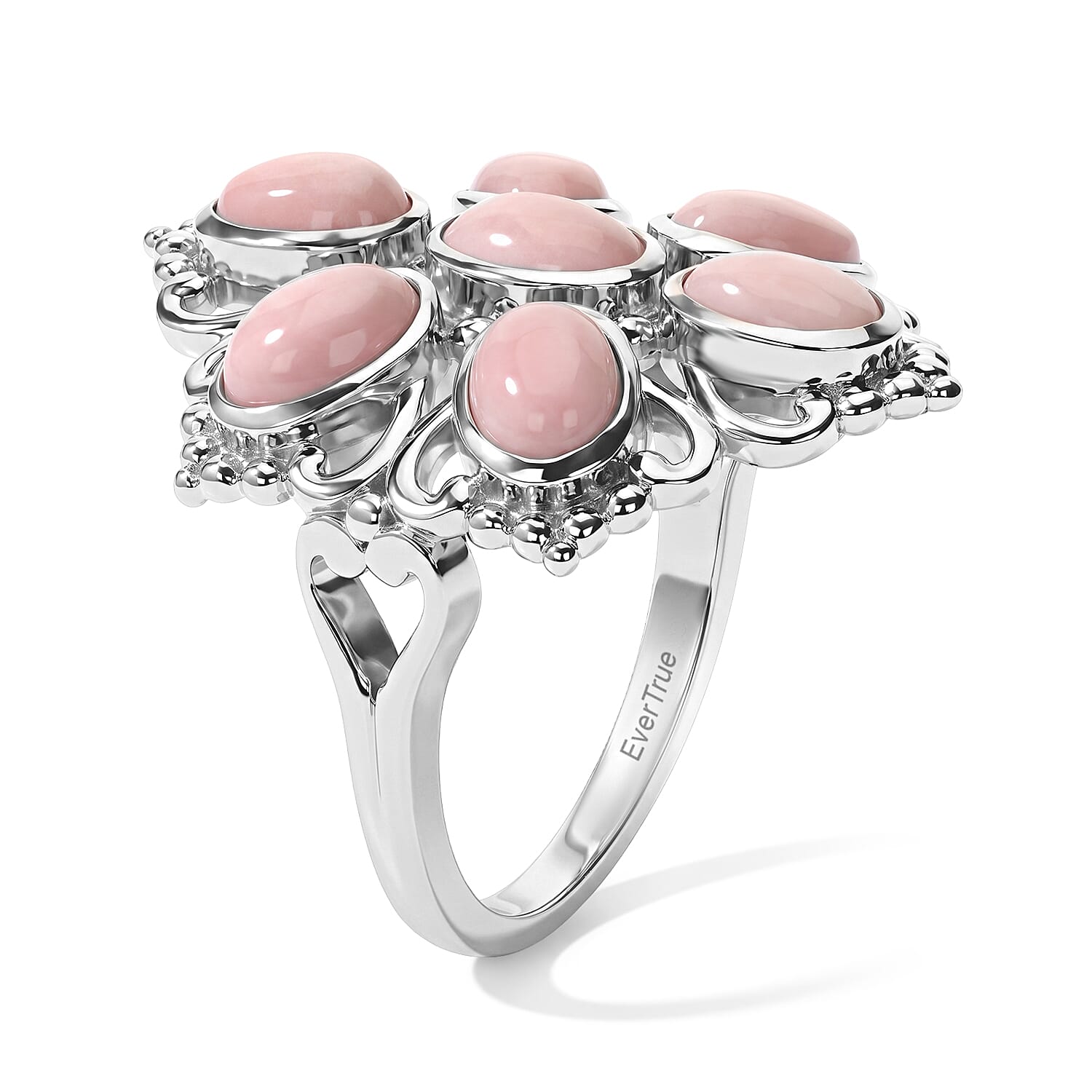 EverTrue Peach Opal 2.65 ctw Ring in Platinum Bond (Size 5.0)