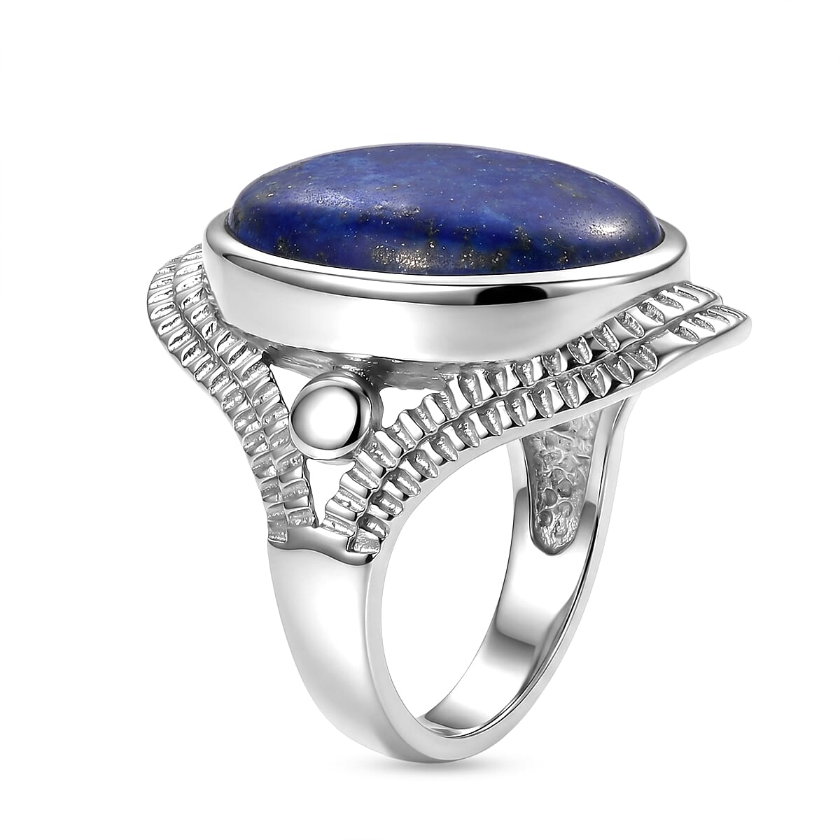 EverTrue Lapis Lazuli 14.25 ctw Solitaire Ring in Stainless Steel (Size 9.0)