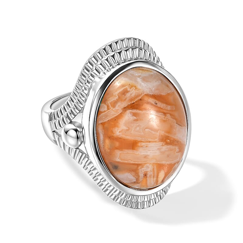 EverTrue Crazy Lace Agate 15.00 ctw Solitaire Ring in Stainless Steel (Size 7.0)