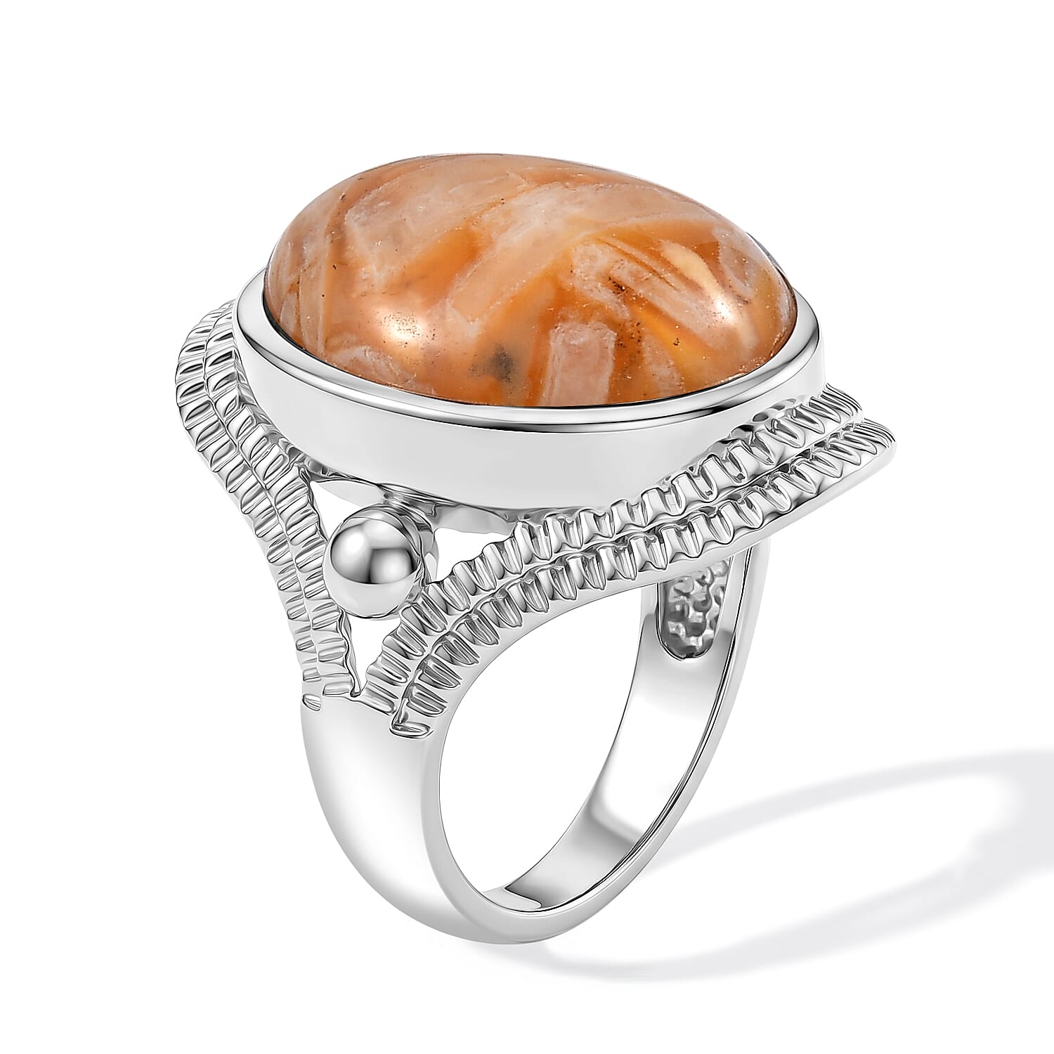 EverTrue Crazy Lace Agate 15.00 ctw Solitaire Ring in Stainless Steel (Size 7.0)
