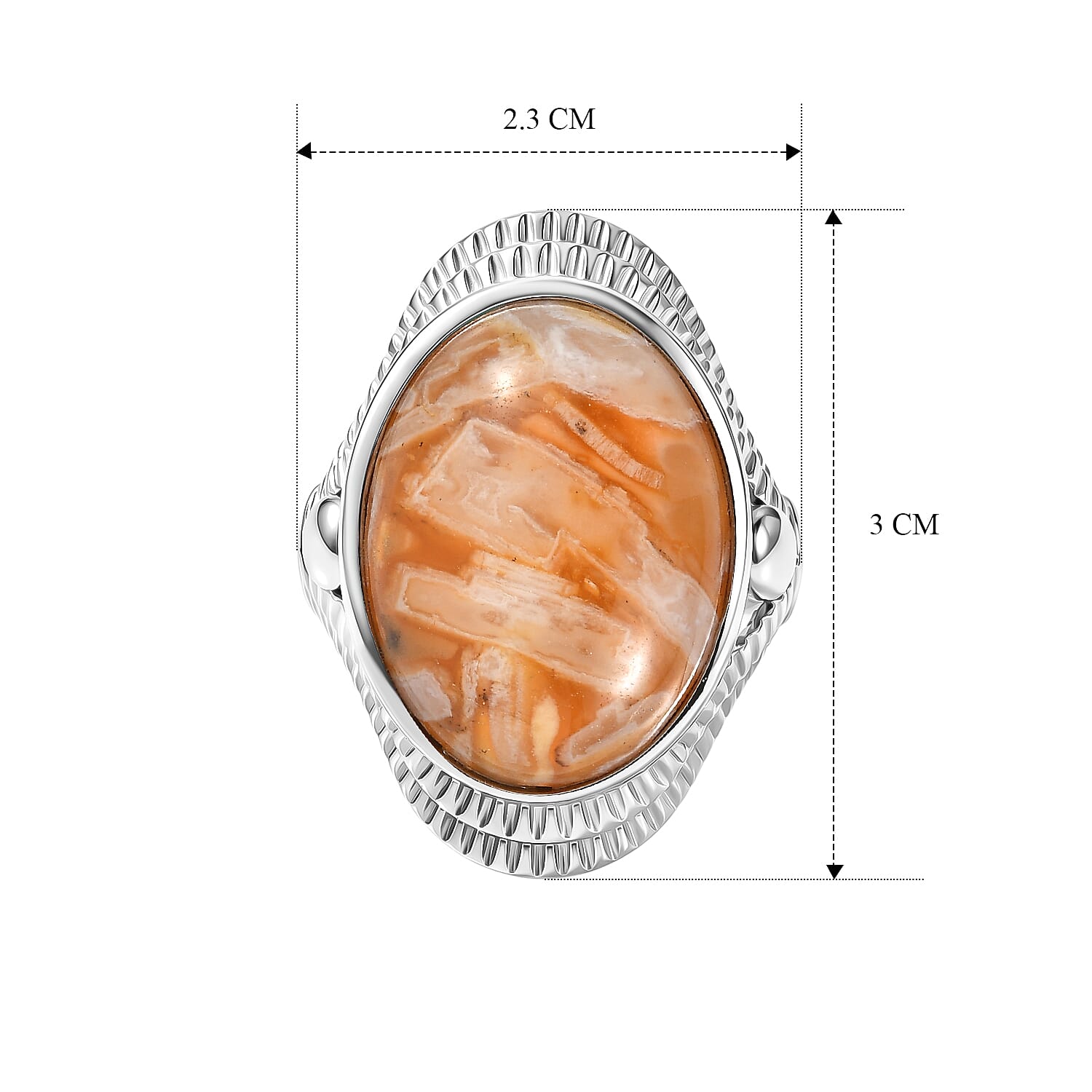 EverTrue Crazy Lace Agate 15.00 ctw Solitaire Ring in Stainless Steel (Size 7.0)