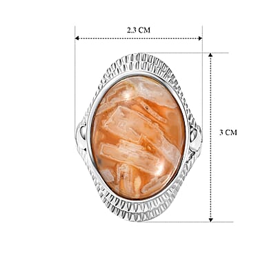 EverTrue Crazy Lace Agate 15.00 ctw Solitaire Ring in Stainless Steel (Size 7.0)